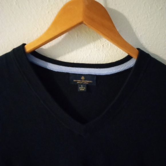BROOKS BROTHERS Supima Cotton Pullover Vest In Navy Blue |L - Picture 3 of 7